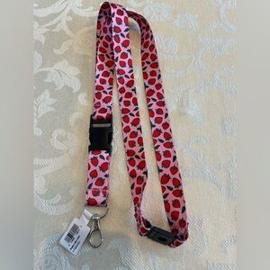 Strawberry Print Pink Lanyard